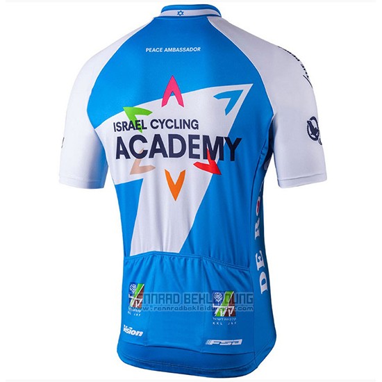 2018 Fahrradbekleidung Israel Cycling Academy Wei und Blau Trikot Kurzarm und Tragerhose - zum Schließen ins Bild klicken